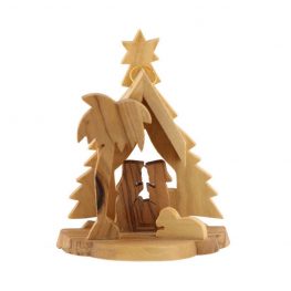 ONTHS-874-1 Olive Wood Nativity Christmas Tree Ornament