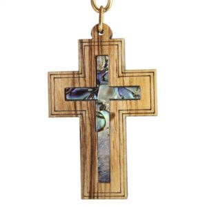 OW Key ring - Plain cross w/ MOP