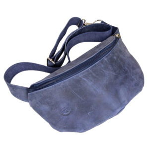 Leather Fanny Pack - Navy Blue