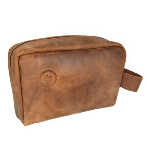 Leather Toiletry/Travel Pouches - Brown