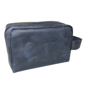 Lether Toiletry/Travel Pouches - Navy Blue
